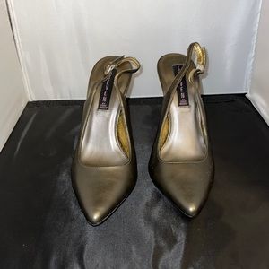 Steven | Pewter Leather Slingback Pumps